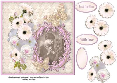 Portrait with Daisies Decoupage Card