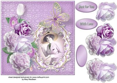 Vintage Lady Decoupage Card
