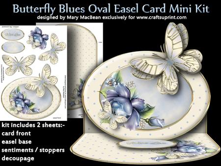 Butterfly Blues Oval Easel Mini Kit