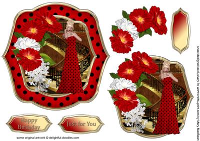Flowers and Polka Dots Shaped Topper