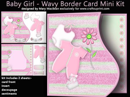Baby Girl - Wavy Border Card Mini Kit