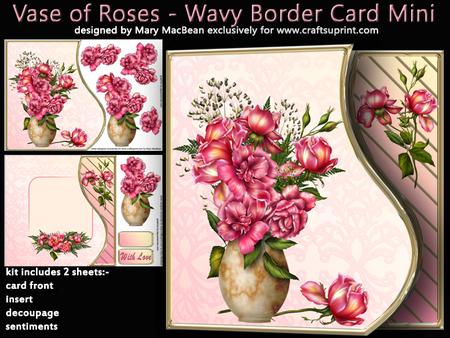 Vase of Roses - Wavy Border Card Mini Kit