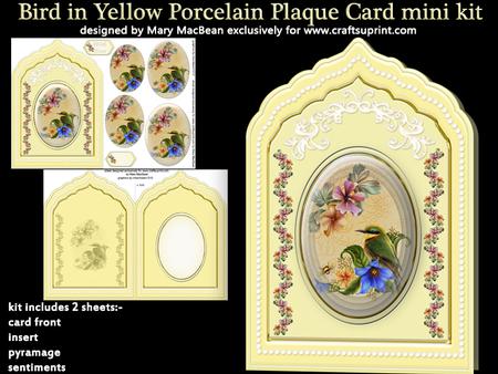 Bird in Yellow Porcelain Plaque Card Mini Kit