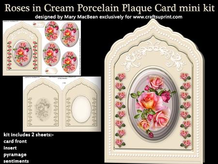 Roses in Cream Porcelain Plaque Card Mini Kit