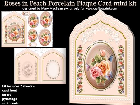 Roses in Peach Porcelain Plaque Card Mini Kit