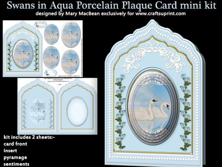 Swans in Aqua Porcelain Plaque Mini Kit