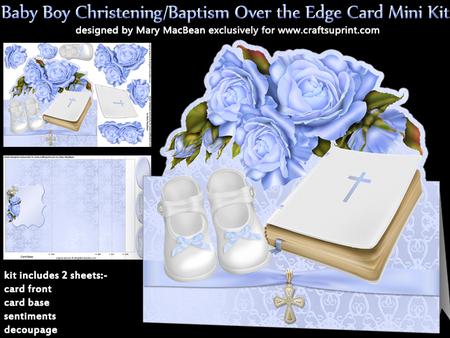 Baby Boy Christening/baptism Over the Edge Card Mini Kit
