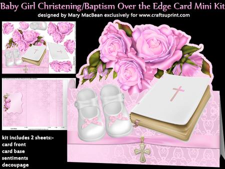 Baby Girl Christening/baptism Over the Edge Card Mini Kit