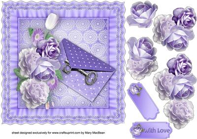 Lilac Posy Frilly Cushion Card Front