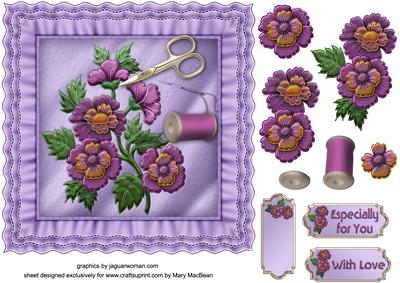 Applique Flowers Frilly Cushion Card Front