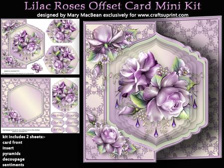 Lilac Roses Offset Card Mini Kit