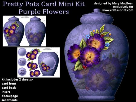 Pretty Pots Card Mini Kit - Purple Flowers