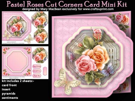 Pastel Roses Cut Corners Card Mini Kit