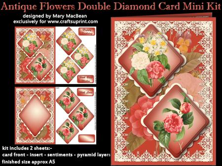 Antique Flowers Double Diamond Card Mini Kit