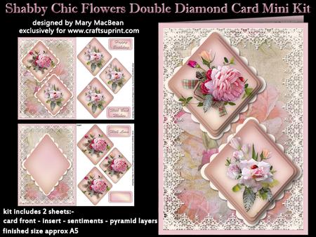 Shabby Chic Flowers Double Diamond Card Mini Kit