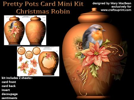 Pretty Pots Card Mini Kit - Christmas Robin