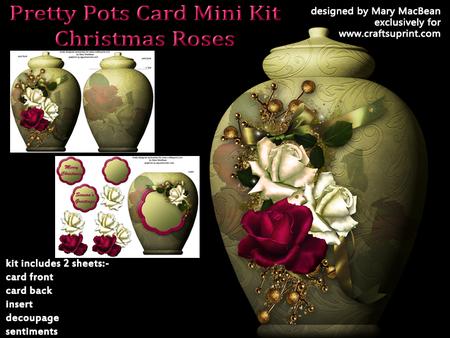 Pretty Pots Card Mini Kit - Christmas Roses