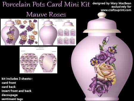 Porcelain Pots Card Mini Kit - Mauve Roses