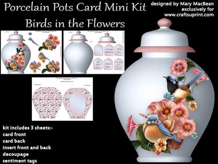 Porcelain Pots Card Mini Kit - Birds in the Flowers
