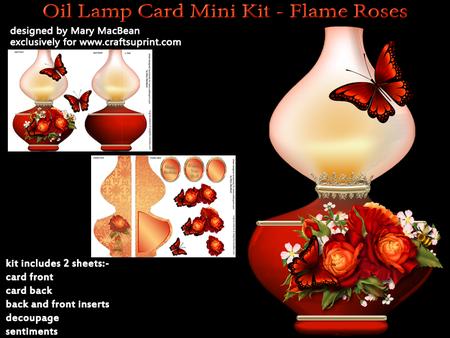 Oil Lamp Card Mini Kit - Flame Roses