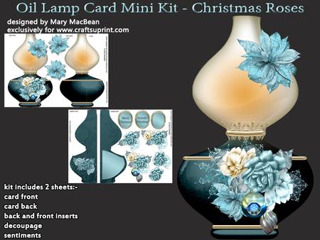 Oil Lamp Card Mini Kit - Christmas Roses