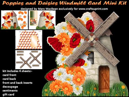 Poppies and Daisies Windmill Card Mini Kit