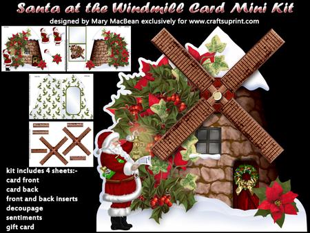 Santa at the Windmill Card Mini Kit
