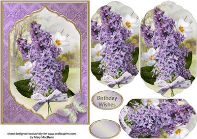 Lilac Posy Fancy Pyramid Card