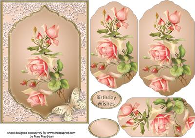 Vintage Roses Fancy Pyramid Card