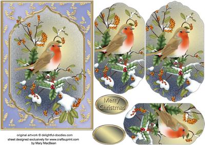 Christmas Robin Fancy Pyramid Card
