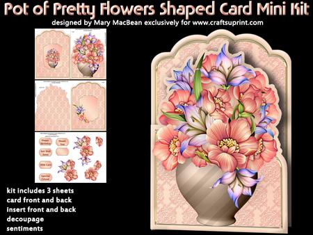 Pot of Pretty Flowers Shaped Card Mini Kit