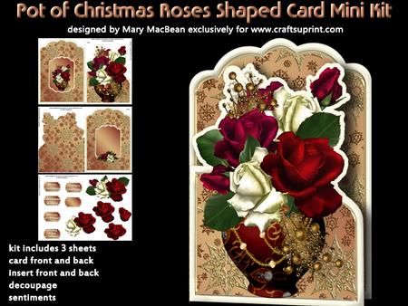 Pot of Christmas Roses Shaped Card Mini Kit