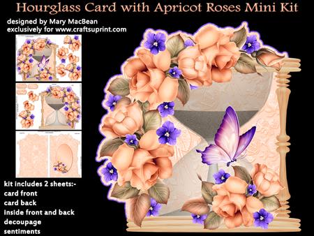 Hourglass Card with Apricot Roses Mini Kit