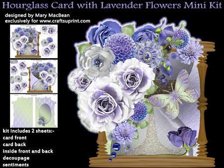 Hourglass Card with Lavender Flowers Mini Kit