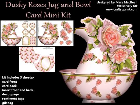 Dusky Roses Jug and Bowl Card Mini Kit