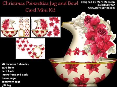 Christmas Poinsettias Jug and Bowl Card Mini Kit