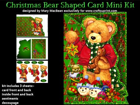 Christmas Bear Shaped Card Mini Kit