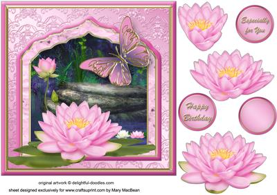 Pink Lotus Flower Fancy Frame Card Front
