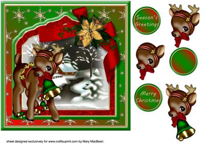 Baby Reindeer Fancy Frame Card Front