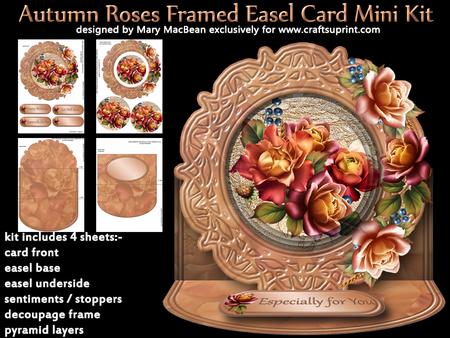 Autumn Roses Framed Easel Card Mini Kit
