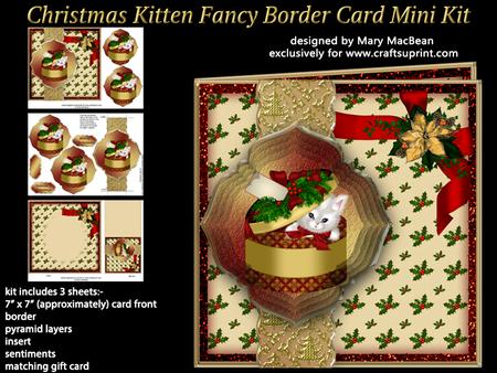 Christmas Kitten Fancy Border Card Mini Kit