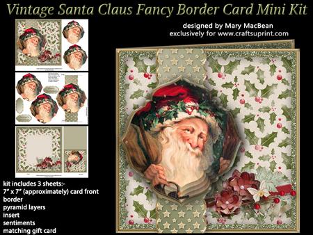 Vintage Santa Claus Fancy Border Card Mini Kit