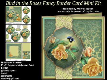 Bird in the Roses Fancy Border Card Mini Kit