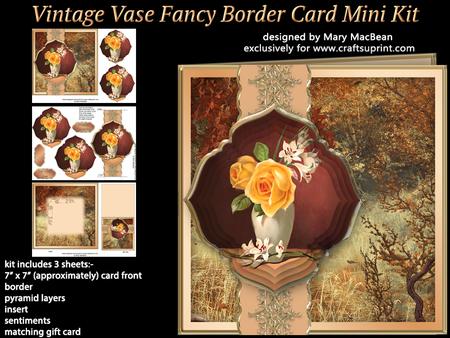 Vintage Vase Fancy Border Card Mini Kit