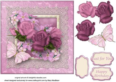 Lacy Lovelies 7" x 7" - Rosy Posy
