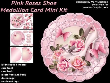 Pink Roses Shoe Medallion Card Mini Kit