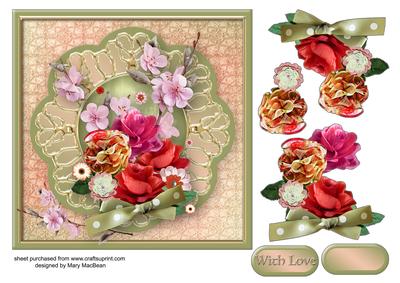 Faux Flower Posy Decoupage Card Front