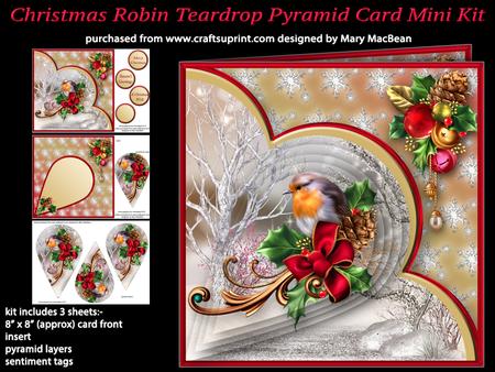 Christmas Robin Teardrop Pyramid Card Mini Kit