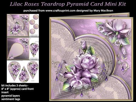 Lilac Roses Teardrop Pyramid Card Mini Kit