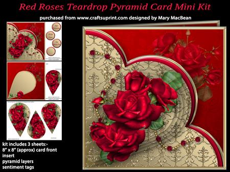 Red Roses Teardrop Pyramid Card Mini Kit